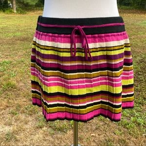 MISSONI for TARGET MINI SKIRT BLACK PINK WHITE GREEN PLEATS STRIPES TIE Size L